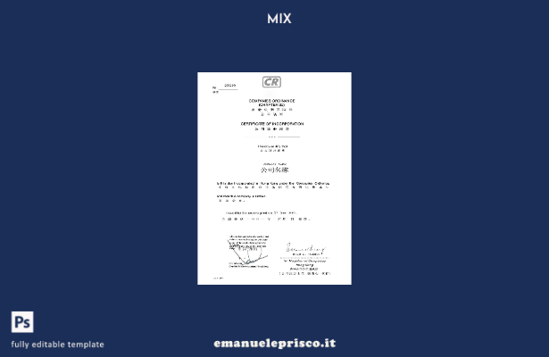 modello di certificato di incorporazione cinese in stile verificato
